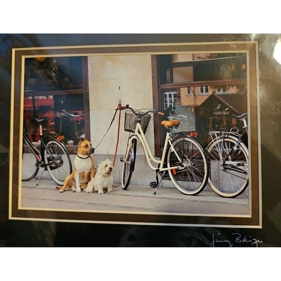 NIP 8" x 10" Matted 5" x 7" Print Dogs With Bicycles By Jimmy Beliz/Jim Goodman - Picture 4 of 4